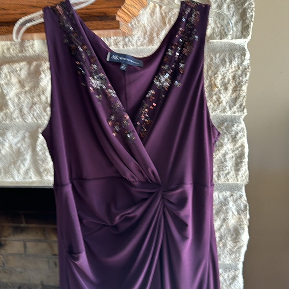 AK Anne Klein purple dress with gold & bronze sequins.